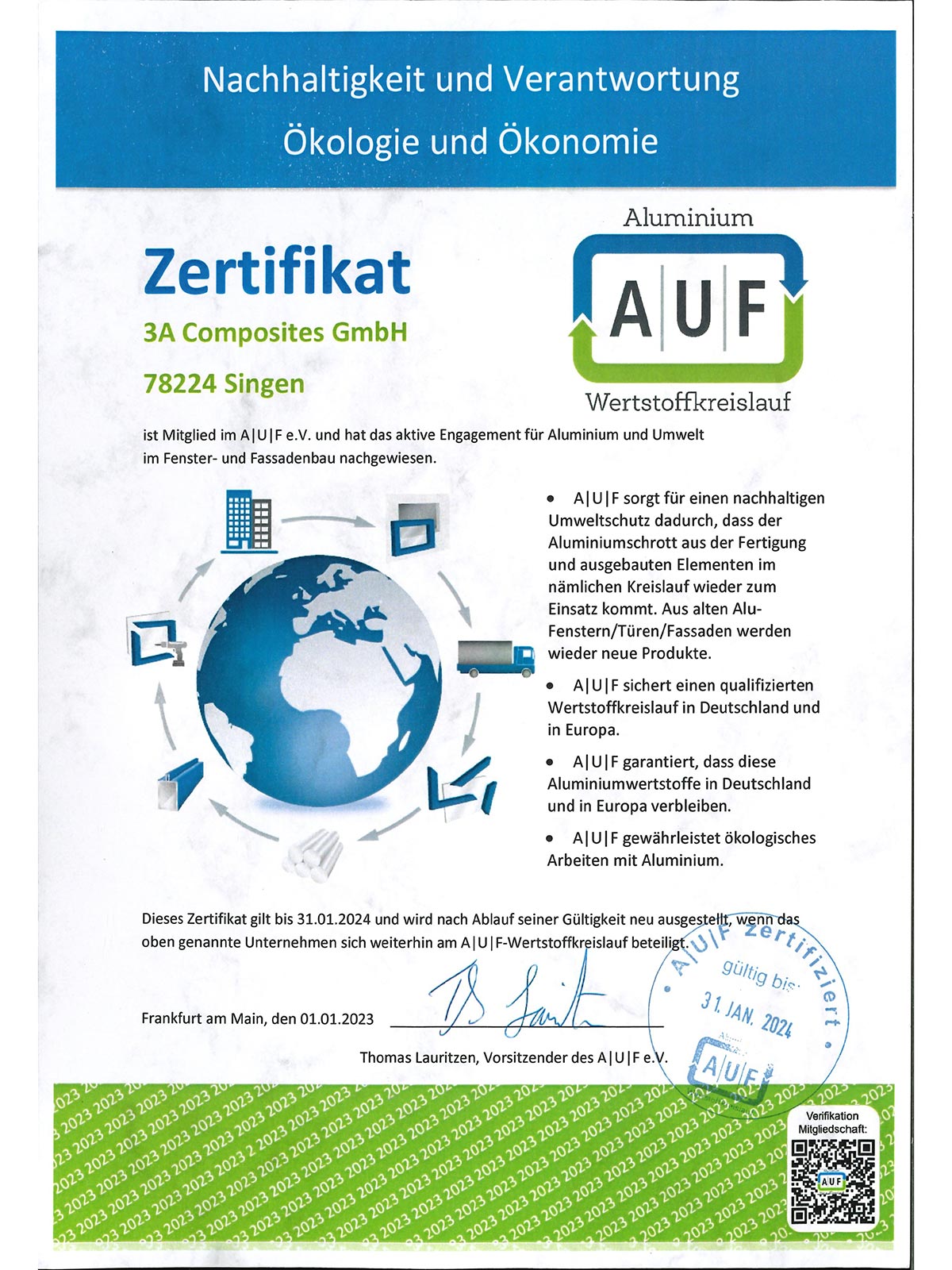 Nachhaltigkeit 3A Composites GmbH