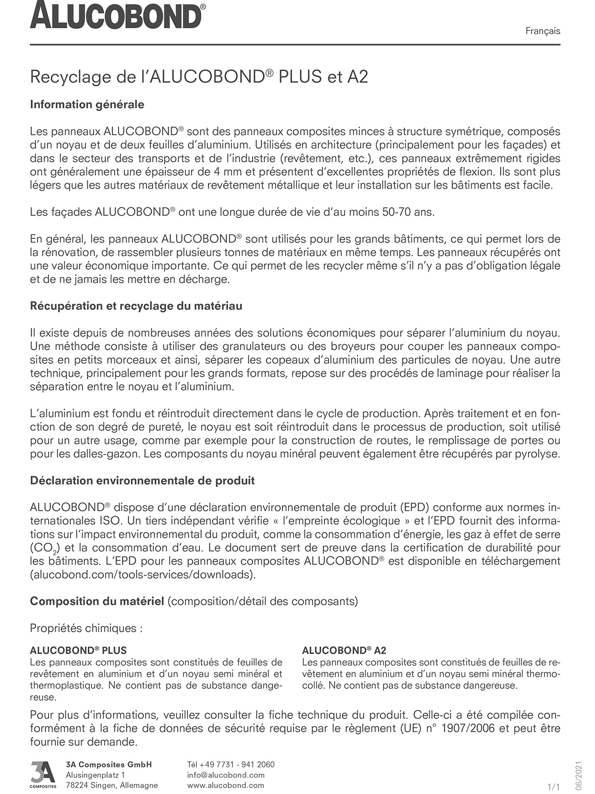 Développement durable 3A Composites GmbH